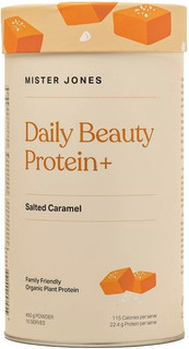 Mister Jones Daily Beauty Protein+ Salted Caramel plant-based protein, Prebiotics, Probiotics, Digestive enzymes, MCT & vegan Collagen Boosters keeps you beautiful