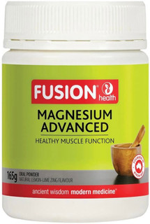 Fusion Health Magnesium Advanced Powder Lemon-Lime Zing with Coconut Water replenishes electrolyte balance after exercise, aids energy production & supports muscle health, sleep,cardiovascular, bone health, PMT, mood swings