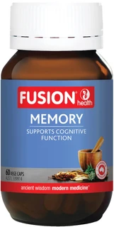 Fusion Health Memory for memory, cognitive function, learning & attention with Ginkgo, Brahmi, Gotu Kola & Siberian Ginseng