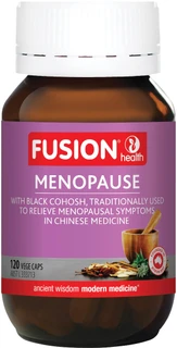 Fusion Health Menopause for hot flushes, night sweats, mood changes & vaginal dryness with Black Cohosh, Dong Quai & Vitex