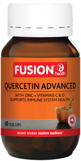Fusion Health Quercetin Advanced with Quercetin, Zinc, Vitamins C & D to support immunity & relieve inflammation & allergy symptoms. Antioxidant