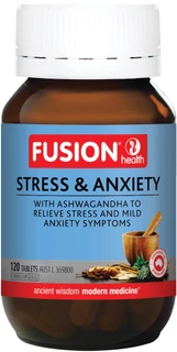 Fusion Health Stress & Anxiety for stress, mild anxiety & nervous tension with KSM-66 Ashwagandha, Holy Basil, Polygala & Magnolia