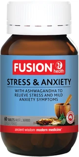 Fusion Health Stress & Anxiety for stress, mild anxiety & nervous tension with KSM-66 Ashwagandha, Holy Basil, Polygala & Magnolia