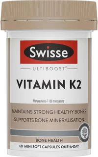 Swisse Ultiboost Vitamin K2 supports strong, healthy bones & calcium balance with Menaquinone-7 for improved calcium absorption, bone mineralisation & overall wellbeing