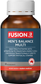 Fusion Health Men's Balance Multi 60 Tabs with B Vitamins, Rhodiola, Zinc & Vitamin D for energy, stamina & men's wellbeing