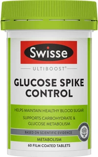 Swisse Ultiboost Glucose Spike Control 60 Tabs with White Mulberry, Green Tea, Chromium & B vitamins for healthy blood sugar and energy support