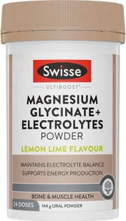 Swisse Ultiboost Magnesium Glycinate + Electrolytes Powder supports muscle function, energy production & hydration with Magnesium glycinate & electrolytes