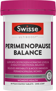 Swisse Ultiboost Perimenopause Balance supports perimenopause, mood, sleep & energy with KSM-66 Ashwagandha, Damiana & B vitamins
