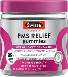Swisse Ultiboost PMS Relief Gummies 60 with Vitex and Vitamin B6 for PMS symptoms, mood swings, breast tenderness and fatigue