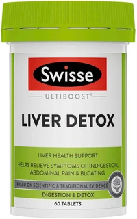 Swisse Ultiboost Liver Detox 60 Tabs with Milk Thistle, Globe Artichoke and Turmeric for natural liver cleansing and digestive health