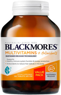 Blackmores Multivitamins + Antioxidants is a comprehensive multivitamin that supports immune system function and energy production