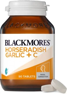 Blackmores Horseradish Garlic plus Vitamin C Super Strength 90 Tablets supporting sinus relief, nasal congestion & immune health