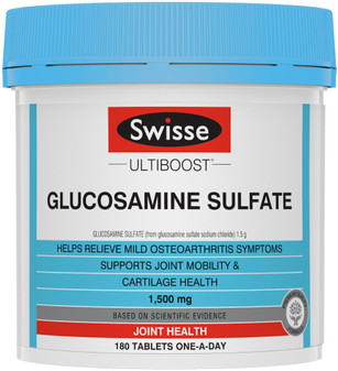 Swisse Ultiboost Glucosamine Sulfate supports joint health and relieves osteoarthritis