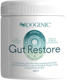 Roogenic Gut Restore Australian Wellness Elixir improves digestion, immunity & bloating, nourishes the gut microbiome & enhances nutrient absorption