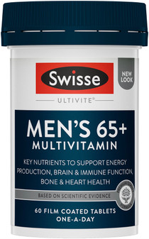 Swisse Ultivite Men's 65+ Multivitamin contains premium ingredients to help support the nutritional needs of people over the age of 65
