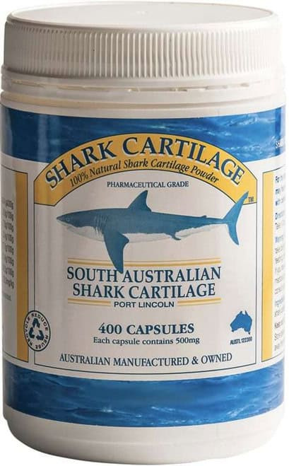 South Australian Shark Cartilage 500mg 400 Caps supporting osteoarthritis relief, joint mobility & connective tissue repair