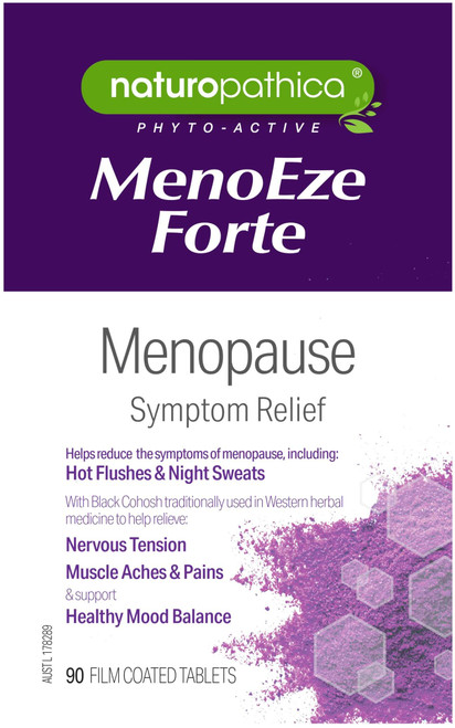 Naturopathica MenoEze Forte for hot flushes, night sweats, mood balance & nervous tension with Black Cohosh, Red Clover & Chaste Tree