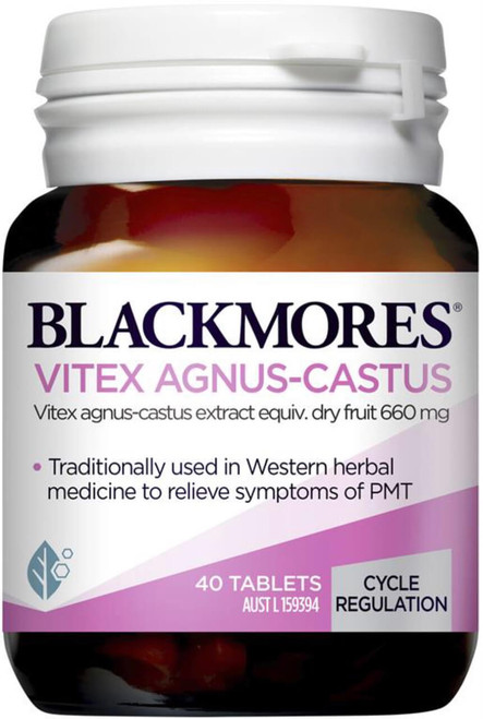 Blackmores Vitex Agnus-Castus with Chaste Tree extract for PMT, menstrual cycle irregularity, breast tenderness & fluid retention