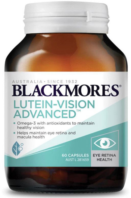 Blackmores Lutein-Vision Advanced for healthy vision, eye, retina & macula health with Lutein, Zeaxanthin & Omega-3