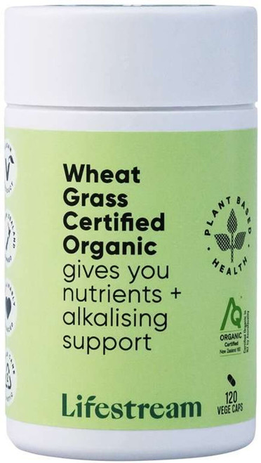 Lifestream Wheat Grass Organic for everyday wellbeing, healthy detoxification & acid/alkaline balance with certified organic NZ Wheat Grass