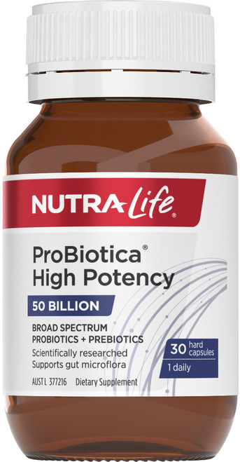 Nutra-Life ProBiotica High Potency 50 Billion 30 Caps with 50 billion CFU, 5 probiotic strains & Acacia Prebiotic for digestive health