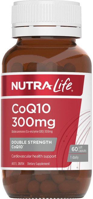 Nutra-life Coq10 300mg Double Strength heart health formula supports the health of the heart, circulation and energy production