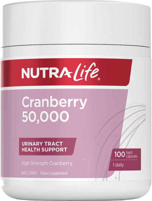 Nutra-Life Cranberry 50,000 100 Caps with high-strength Cran-Max Cranberry extract & Cranberry powder for urinary tract health & antioxidant support