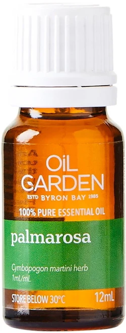 Oil Garden Palmarosa Pure Essential Oil is settling & stabilising for nervous tension, stress, anxiety & acne or dermatitis