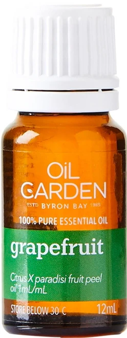 Oil Garden Grapefruit Pure Essential Oil 12mL with a vibrant, refreshing citrus aroma for uplifting aromatherapy & positive energy