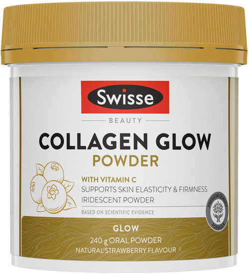 Swisse Beauty Collagen Glow Powder 240g with Hydrolysed Collagen, Vitamin C, Vitamin E, Acai, Goji and Grape Seed for skin elasticity