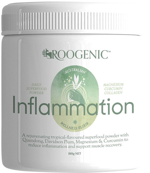 Roogenic Inflammation Powder 180g with Fortigel Collagen, Turmeric, Boswellia, Davidson Plum & Pepperberries for joint health and mobility