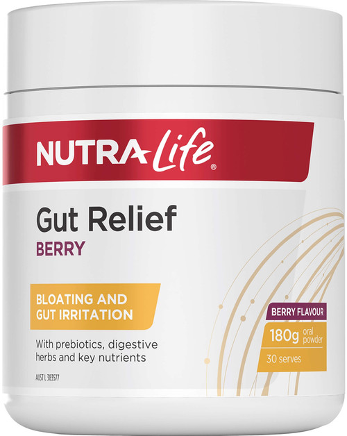 Nutra-life Gut Relief Berry with Prebiotics relieves indigestion, constipation & flatulence and supports healthy digestive function