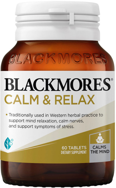 Blackmores Calm & Relax for relaxation, nervous tension, restlessness & mild anxiety with Lavender, Hops & Passionflower