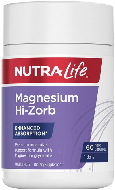 Nutra-Life Magnesium Hi-Zorb 60 Caps with Magnesium Glycinate & Magnesium Amino Acid Chelate for muscle and nervous system support