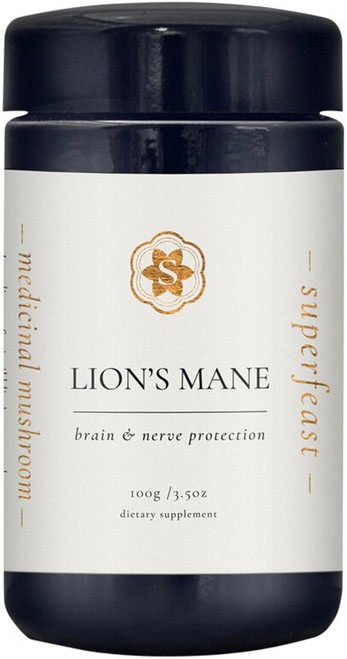 SuperFeast Lion’s Mane 100g jar of concentrated mushroom extract for mental clarity, focus, memory and neural health