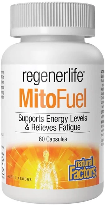 Natural Factors Regenerlife MitoFuel 60 Caps with Nicotinamide Riboside, CoQ10, Glutathione, Acetyl L-Carnitine & SOD B for energy production & fatigue support