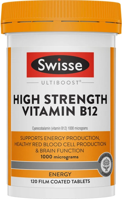 Swisse Ultiboost High Strength Vitamin B12 1000mcg for energy production, red blood cell health, brain function & nervous system support