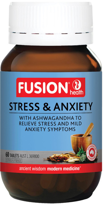 Fusion Health Stress & Anxiety for stress, mild anxiety & nervous tension with KSM-66 Ashwagandha, Holy Basil, Polygala & Magnolia