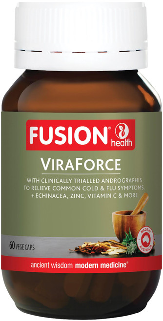 Fusion Health ViraForce for common cold & flu symptoms, sore throat, runny nose, cough & immune support with Andrographis & Echinacea