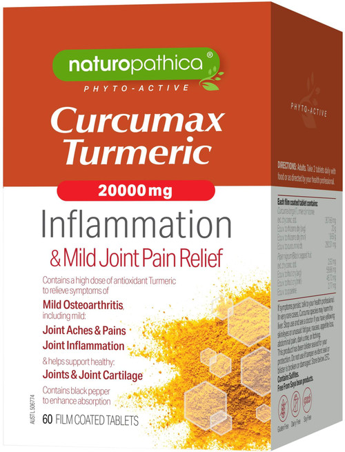 Naturopathica Phyto-Active CurcuMax Turmeric Clinical 20,000mg supports joint health & mobility with Curcuminoids from Turmeric & Black Pepper to relieve inflammation & osteoarthritis