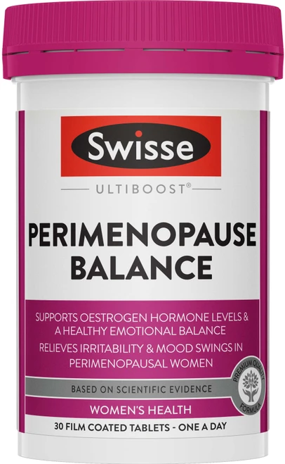 Swisse Ultiboost Perimenopause Balance supports perimenopause, mood, sleep & energy with KSM-66 Ashwagandha, Damiana & B vitamins