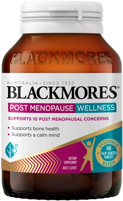 Blackmores Post Menopause Wellness 60 Tablets with Calcium, Vitamin D3, Magnesium, L-Theanine & Fenugreek for bone, energy, stress & vitality