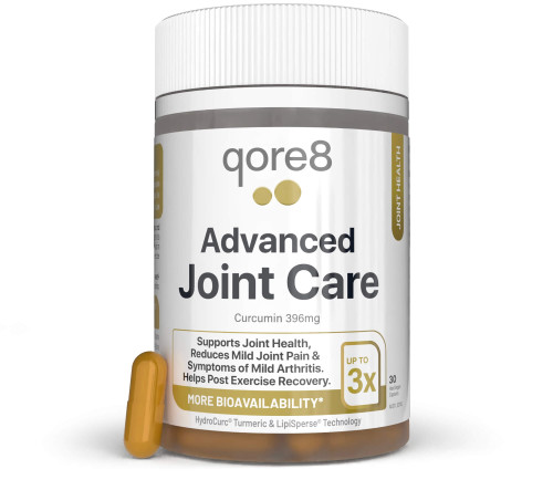 qore8 Advanced Joint Care 30 Capsules with 396mg Curcumin, HydroCurc & LipiSperse for joint health, mobility & recovery