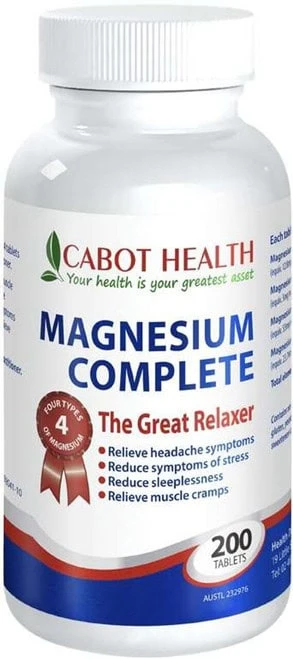 Cabot Health Magnesium Complete 200 Tablets supporting muscle function, muscle cramp relief & nervous system health