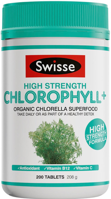 Swisse Ultiboost High Strength Chlorophyll+ 200 Tabs with organic Chlorella and Chlorophyll for energy, nutrition and detox support
