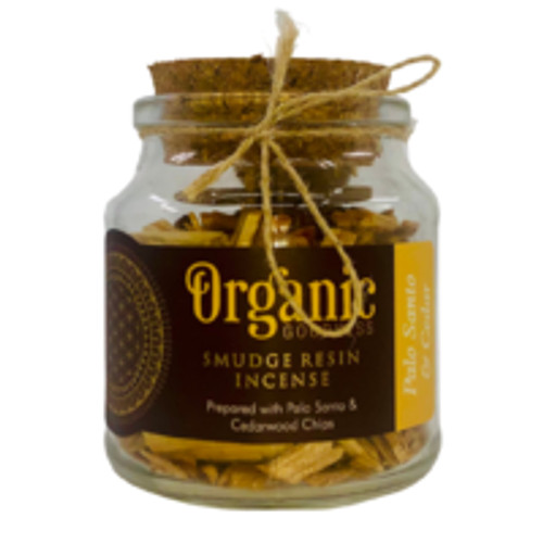 ORGANIC GOODNESS SMUDGE RESIN PALO SANTO & CEDAR 80g
Prepared with Palo Santo & Cedarwood Chips.
Known as the holy wood, palo santo was used by the incas and shamans for energy clearing, healing, and spiritual cleansing. Combined with the soft lingering notes of conifer cedar, this woody smudge incense is absolutely divine!