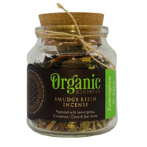 


ORGANIC GOODNESS SMUDGE RESIN LEMONGRASS SPICE 80g Jar
Prepared with Lemongrass, Cinnamon, Clove & Star Anise
Lemongrass is a citrus green herb that refreshes your mind and aura. It helps in removing the obstacles you face and opens the door to opportunities. When combined with warm spices like clove, star anise and cinnamon, this smudge incense promises to have a healing effect on you.