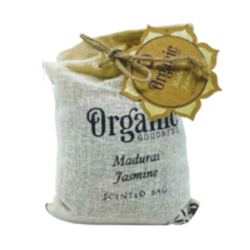 ORGANIC GOODNESS COTTON SCENTED BAG JASMINE
Bringing mother nature's best fragrance, all in these beautiful bags.

These dainty little cotton bags, etched in vegetable ink, are filled with an organic potpourri mix that is doused with a heavenly smelling blend of natural essential oils.

Nothing beats the beautiful scent of jasmine blossoms. Its soft, delicate and floral note infuses the ambience with a lovely lingering fresh fragrance. 

 
