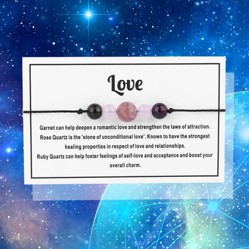 BRACELET LOVE
Made from stones with energies that assist with raising vibrations & healing
Adjustable so can be worn on wrist or ankle