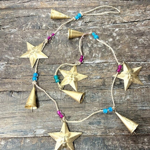 BRASS STAR & BELL HANGER
Has coloured beads
Approx 130X9cm 